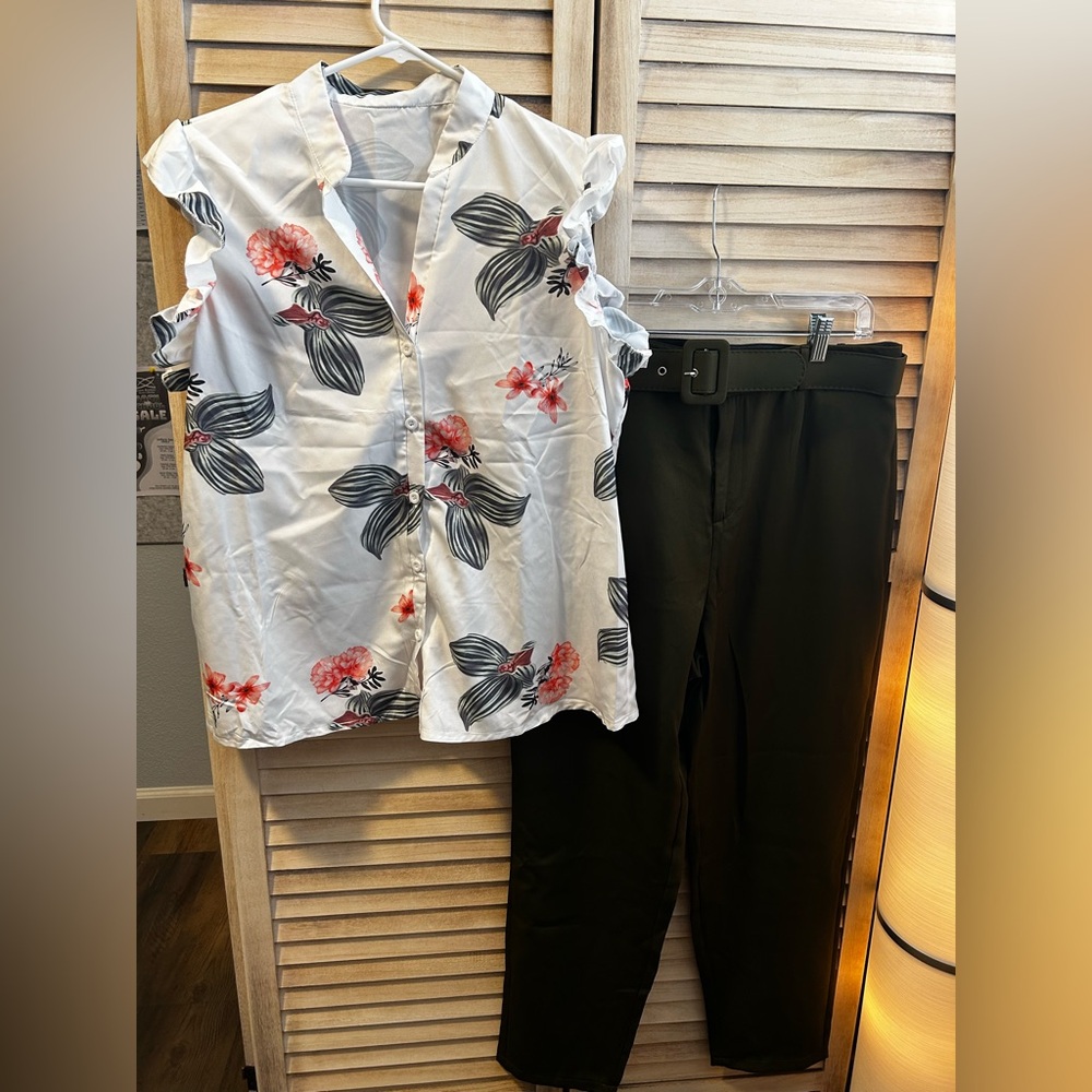 Pant and shirt set.